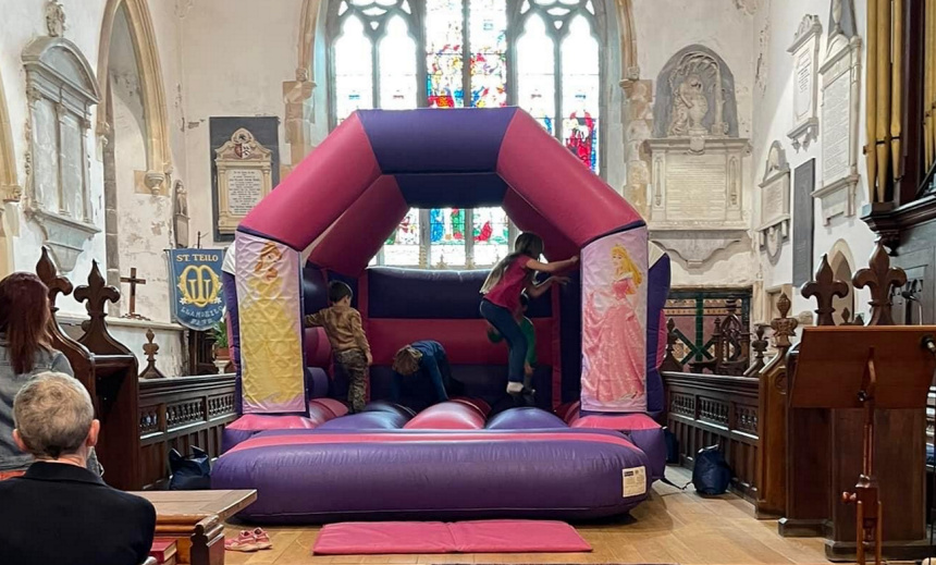 Bouncy castle in the church